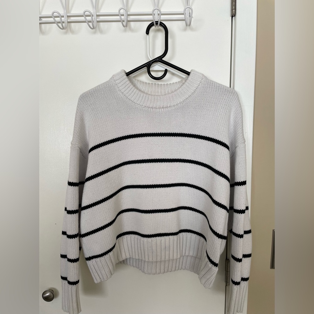 Quince 100% Organic Cotton Boxy Striped Crew Sweater